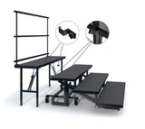 4-TIER STRAIGHT FOLDING CHORAL RISER W GUARDRAIL - INDUSTRIAL FINISH