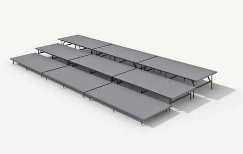 3 Tier Straight Seated Riser System - 24' Long (fits 36 to 48 Chairs)