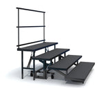 4-TIER STRAIGHT FOLDING CHORAL RISERS W GUARDRAIL- CARPET FINISH