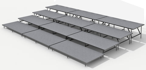 4 Tier Straight Seated Riser System - 24' Long (Fits 48 to 60 Chairs)