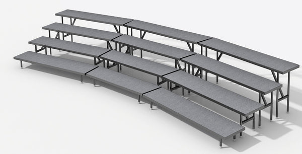 4 Tier Choral Riser System - 19' Long (fits 45 to 56 People)